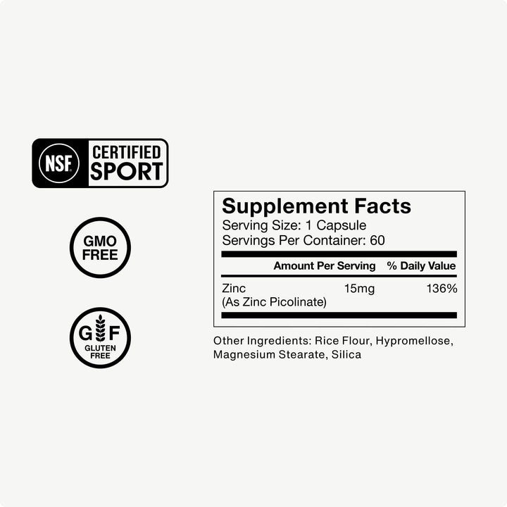 Momentous Zinc Picolinate 15mg - Immunity & Hormone Support - Bioavailable Zinc Supplement - Promotes Joint Health & Lean Muscle Mass - NSF Certified, GMO-Free, Gluten Free, 60 Servings