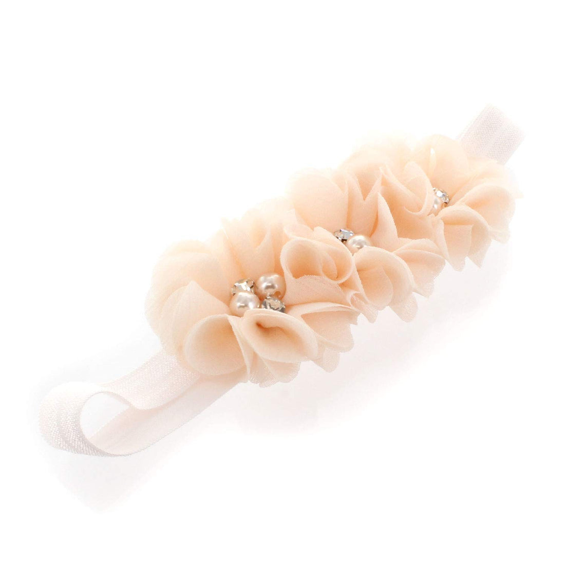My Lello Baby Flower Headbands Fabric Beaded Trio Stretchy Elastic Pair (Dusty Rose/Vanilla Cream)
