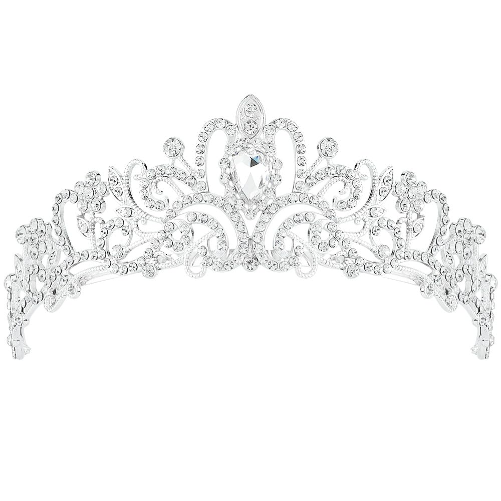 AOPRIE Silver Crystal Tiara Crowns For Women Girls Princess Elegant Crown with Combs Women's Headbands Bridal Wedding Prom Birthday Party Headbands for Women