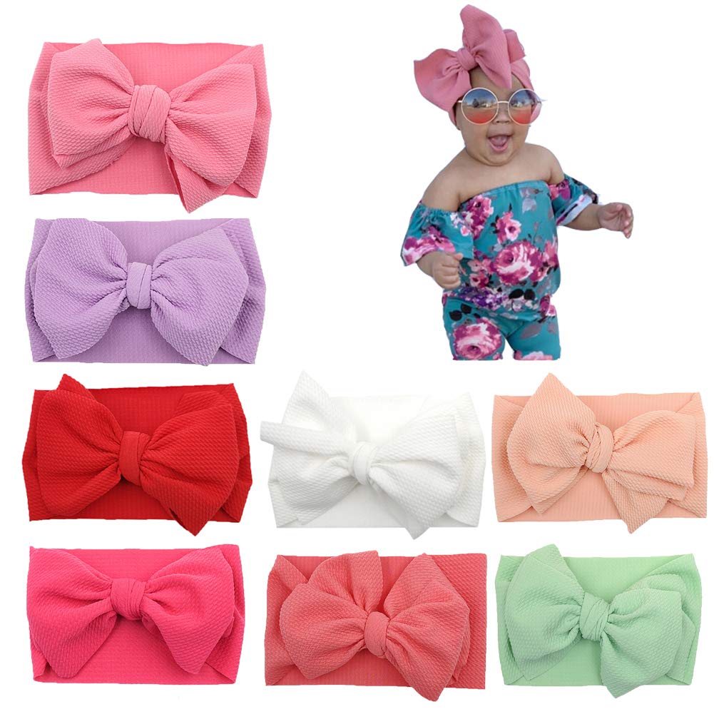Steewarts Baby Girl Bow Headbands Newborn Hairband Baby Turban Knotted Elastic Headwrap for Toddler Hair Accessories (AA04-8PCS)