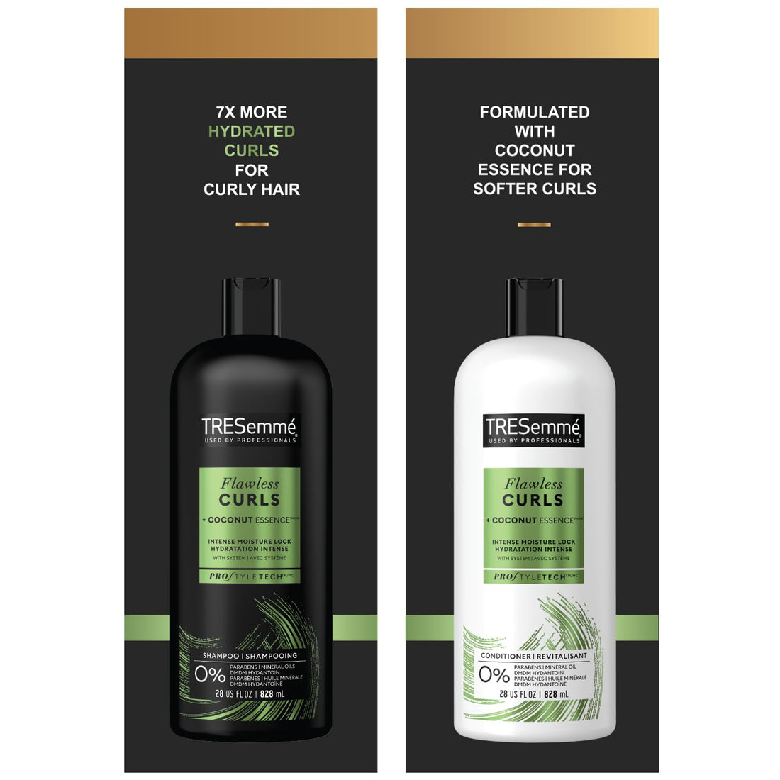 Tresemme Flawless Curls - Curl Hydration With Vitamin B1 - Shampoo & Conditioner Set - Net Wt. 28 FL OZ (828 mL) Per Bottle - One Set