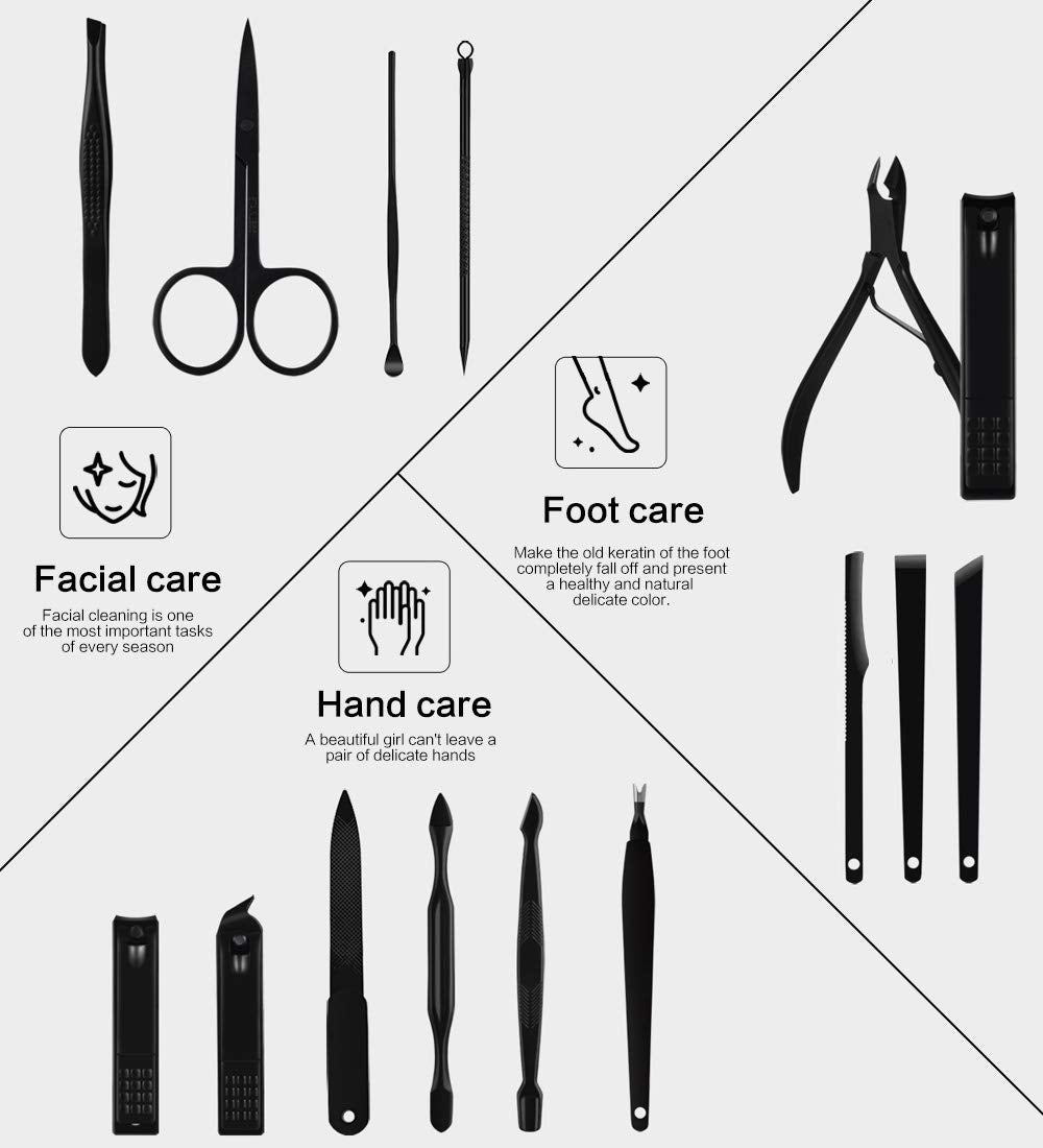 HPACK.KV Nail Clippers Sets Stainless Steel Nail Cutter Pedicure Kit Nail File Sharp Nail Scissors and Clipper Manicure Pedicure Kit Fingernails & Toenails with Portable stylish case