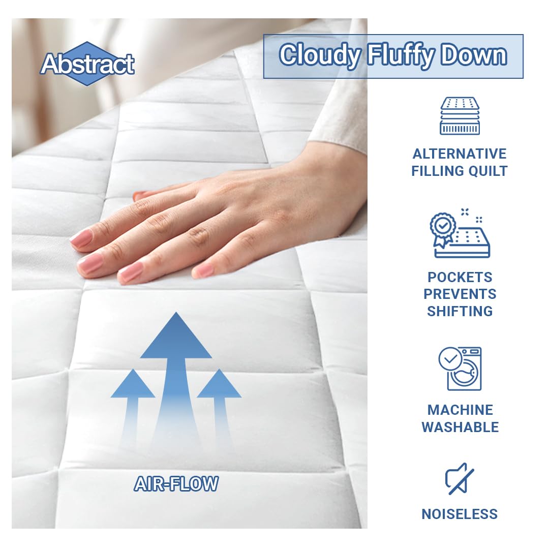 Abstract Quilted Mattress Pad White Fitted Waterproof Cotton Protector Cover (24 x 38 (Mini Crib)) (24 x 38 (Mini Crib)) by Abstract