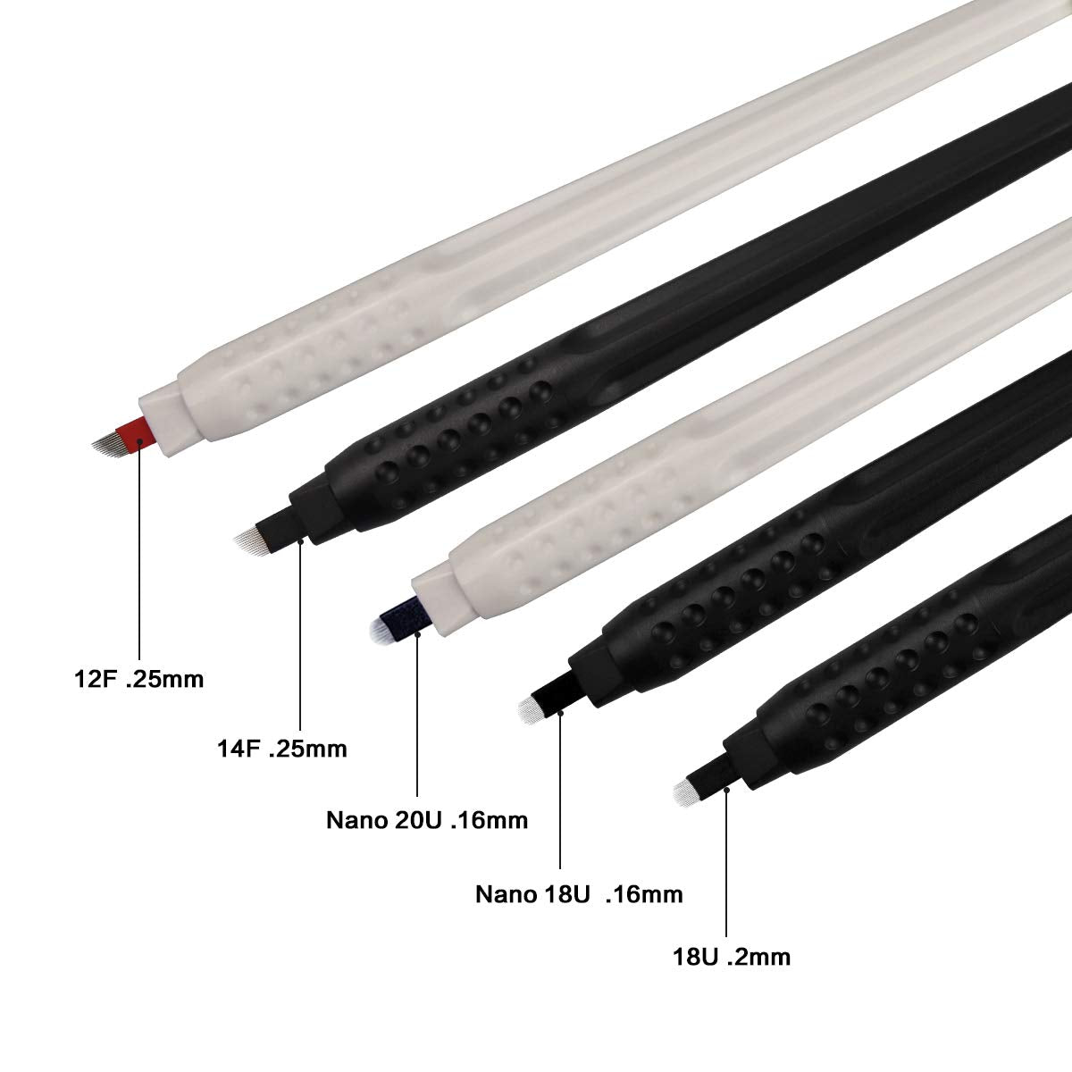 10pcs Disposable Microblading Manual Pen with Needle and Cap Permanent Makeup 18 U Blades 0.2MM,disposable blister package