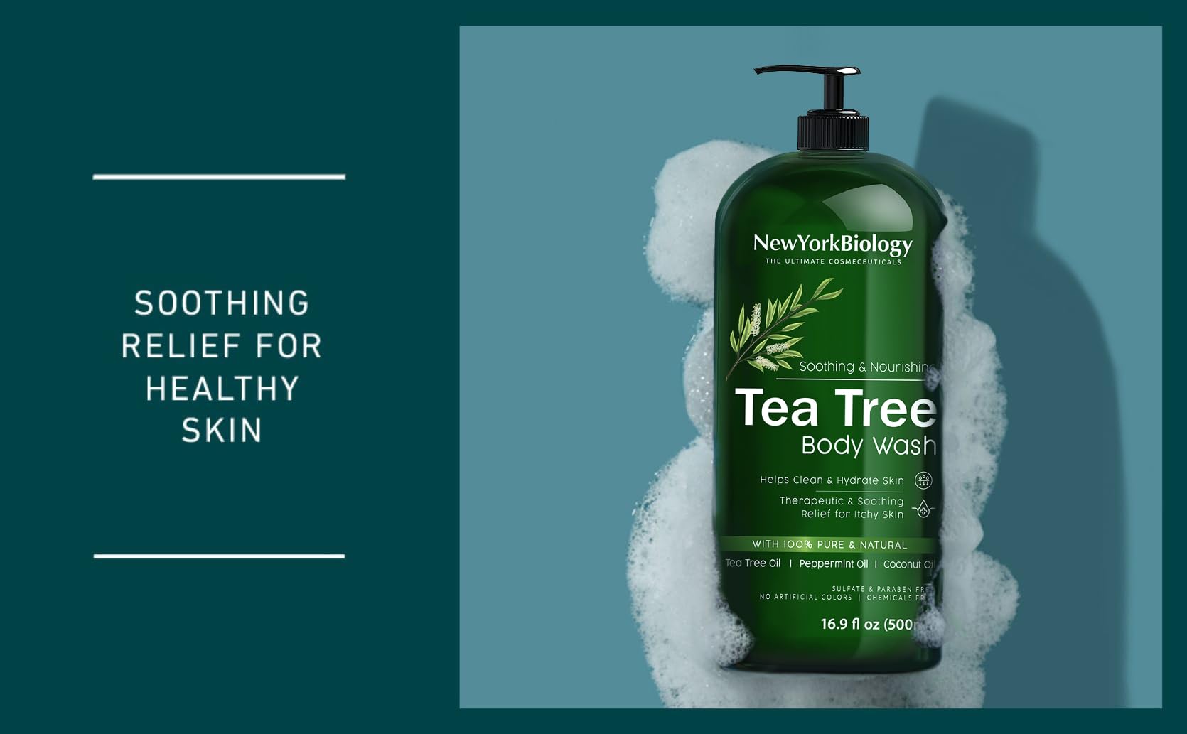 Antifungal Tea Tree Oil Body Wash - HUGE 16 OZ - 100% Pure & Natural - Extra Strength Professional Grade - Helps Soothe Toenail Fungus