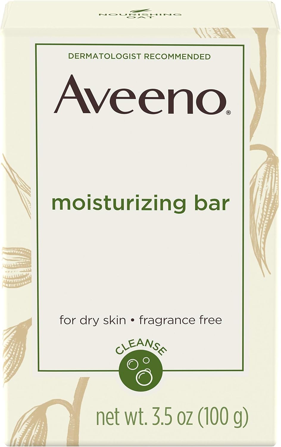 Aveeno Aveeno Moisturizing Bar with Natural Colloidal Oatmeal for Dry Skin, Fragrance Free, 3 Oz (2 Pack)