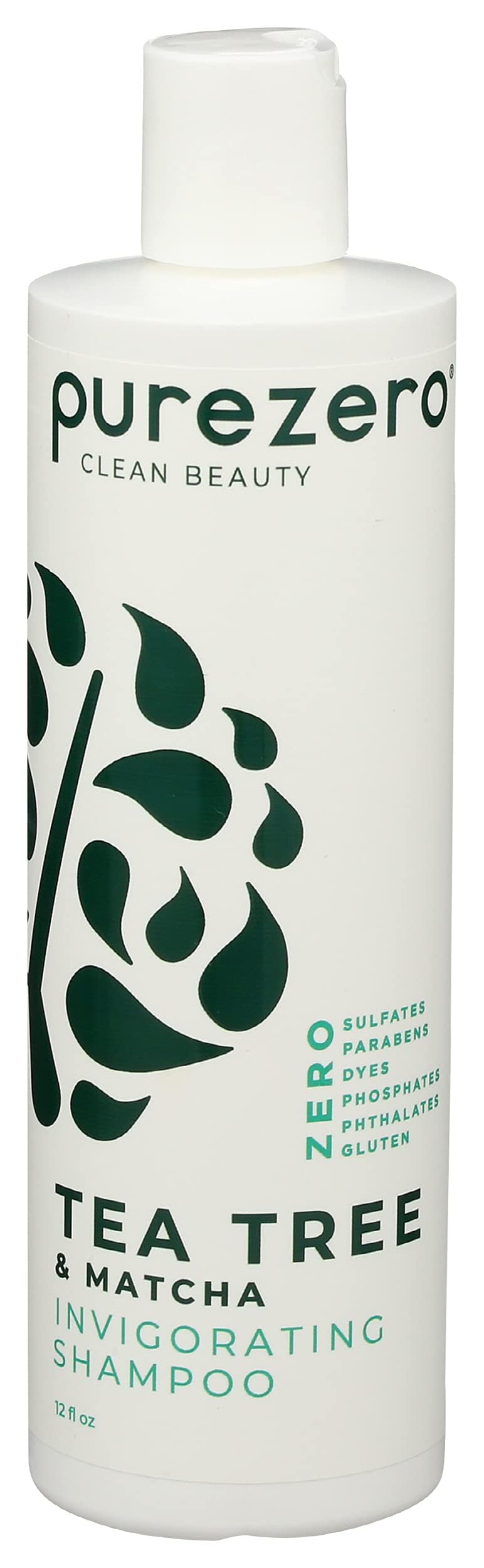 Purezero Tea Tree & Matcha Shampoo - Minty Nourishing & Invigorating Scalp Treatment - Zero Sulfates, Parabens, Dyes Vegan and Cruelty Free - 12 oz