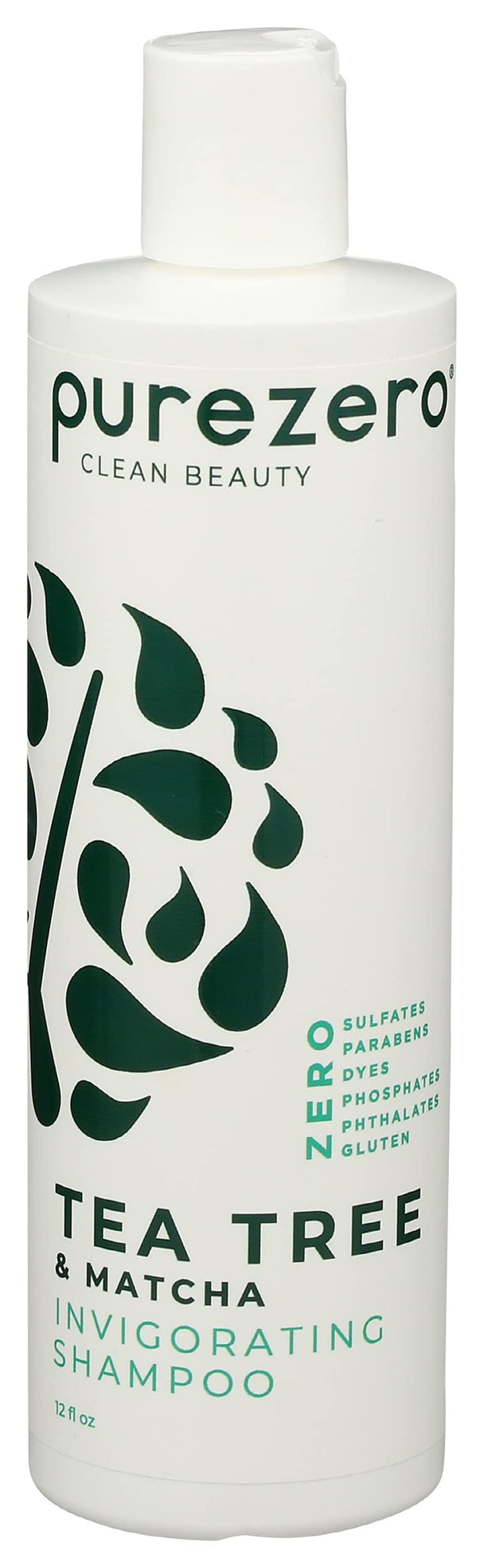 Purezero Tea Tree & Matcha Shampoo - Minty Nourishing & Invigorating Scalp Treatment - Zero Sulfates, Parabens, Dyes Vegan and Cruelty Free - 12 oz