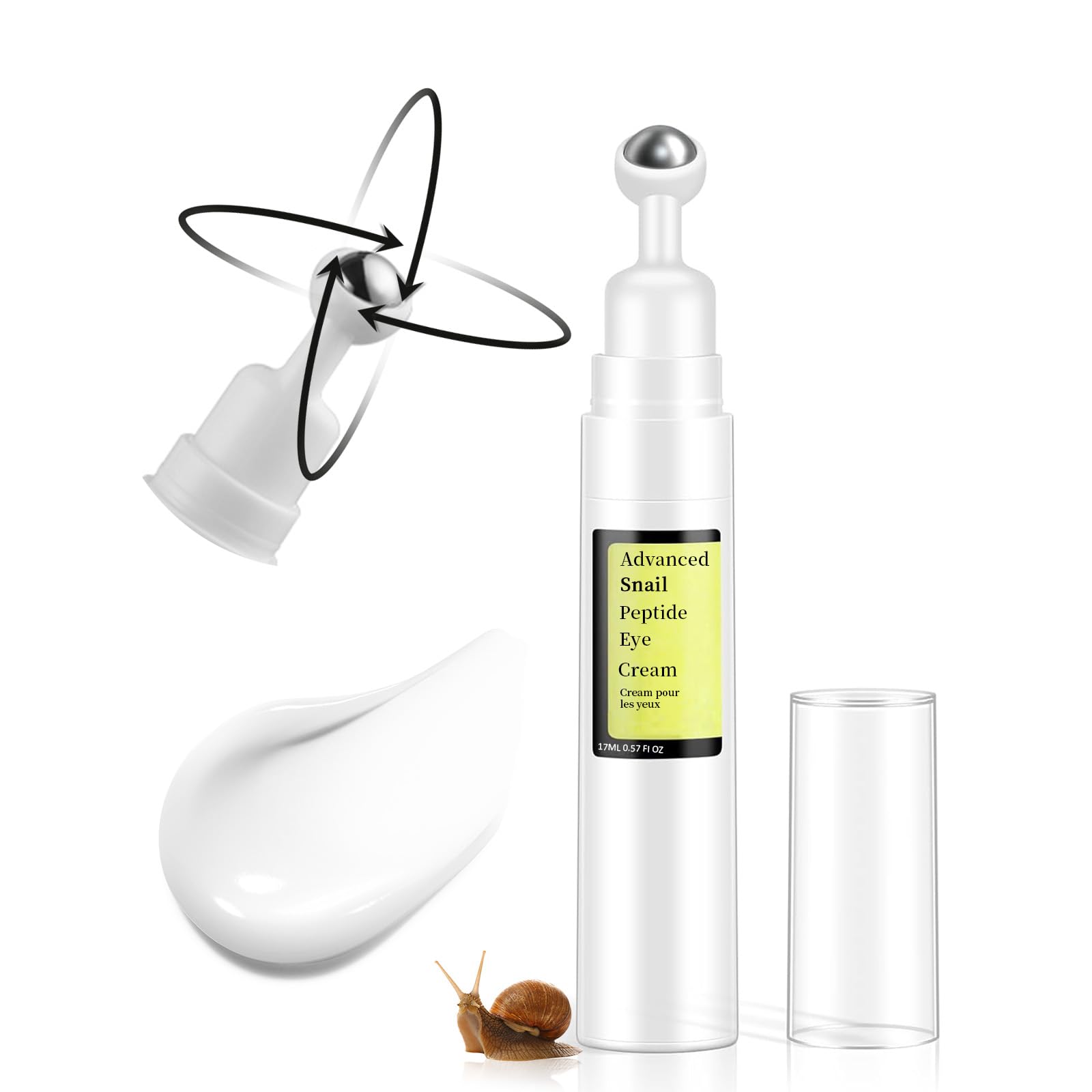 MIZEEYE Snail Peptide Eye Cream For Moisturizing, 17 ML Snail Mucin Under Eye Cream With Niacinamide, Hyaluronic Acid For Dark Circles, Puffiness and Fine Lines.