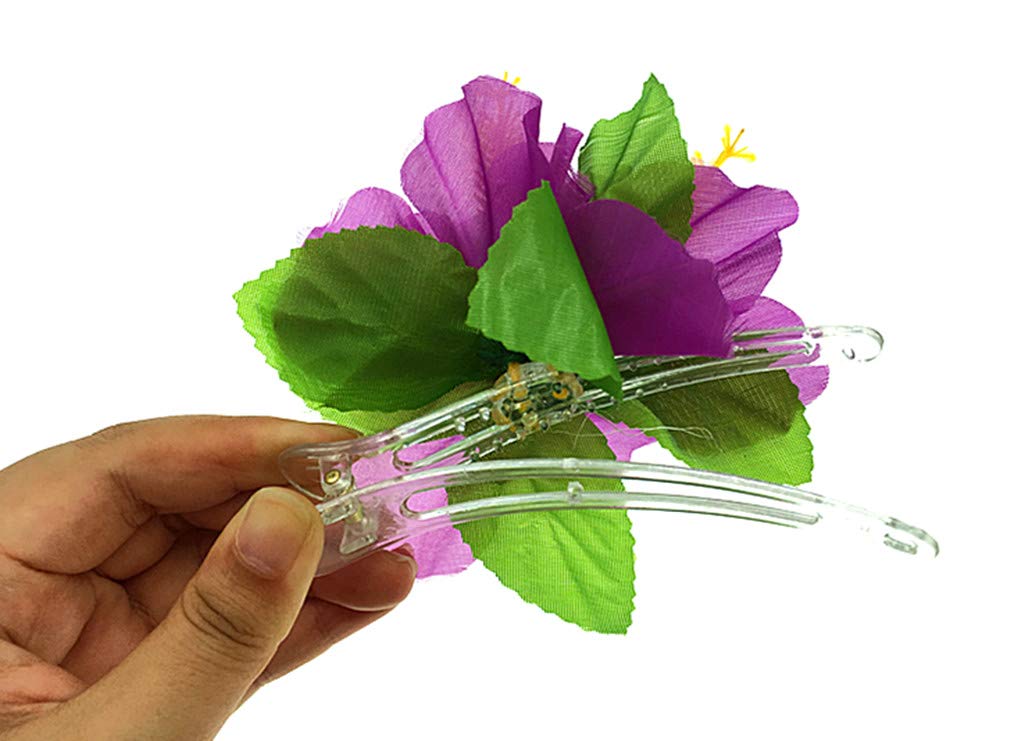 Hawaiian Hibiscus Flower Hair Clip,Fabric Artificial Tropical Flower Hairpin Barrette Hair Accessories for Luau Beach Party(8pcs with Assorted Colors)
