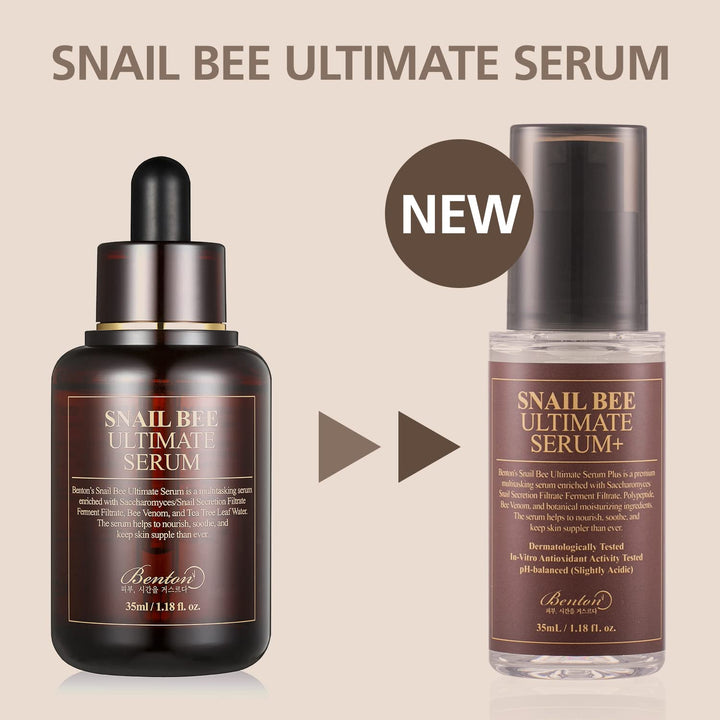 BENTON Snail Bee Ultimate Serum 35ml (1.18 fl.oz.) - Snail Secretion Filtrate, Bee Venom, Tea Tree Leaf Water Contained Skin Nourishing & Soothing Facial Serum for Damaged, Acne-Prone Skin