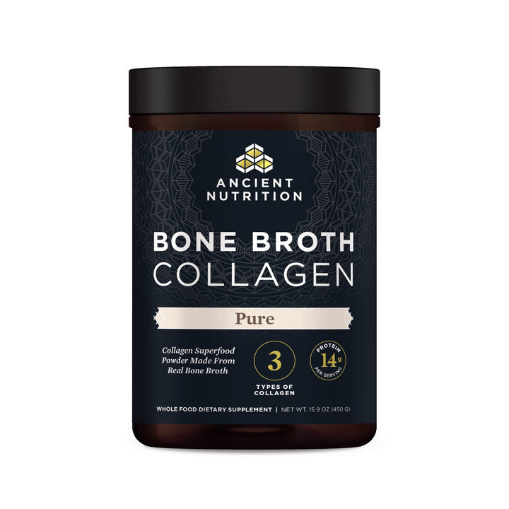 Ancient Nutrition Collagen Powder, Bone Broth Collagen, Pure, Hydrolyzed Multi Collagen Peptides, Supports Skin and Nails, Joint Supplement, 30 Servings, 15.9oz
