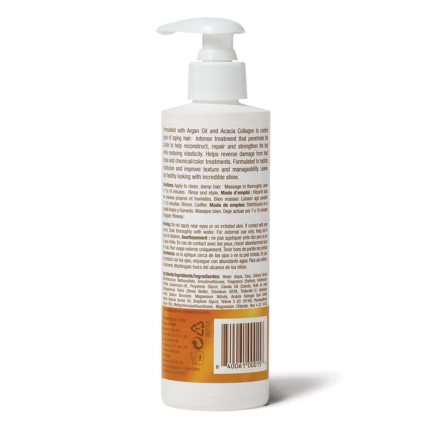 one 'n only Argan Oil Restorative Mask Derived from Moroccan Argan Trees, 8.5 Ounce