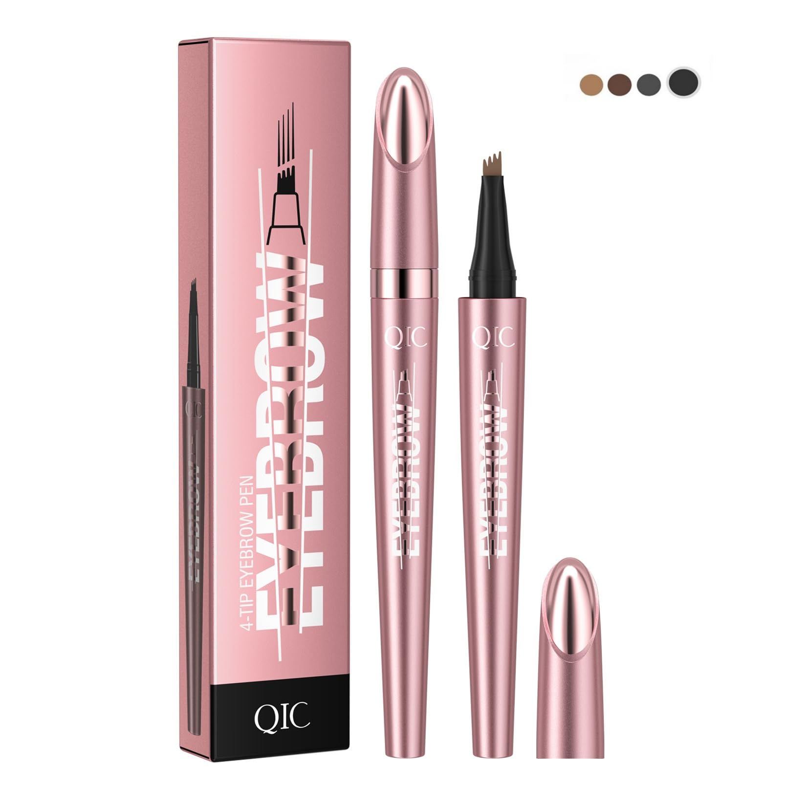 2024 Pink Appearance New 3D Microblading Eyebrow Tattoo Pencil 4 Fork Tip, Natural Makeup Fine Stroke,Smudgeproof Long Lasting Fine Sketch Microblading Eyebrow Pen-04#BLACK COLOR