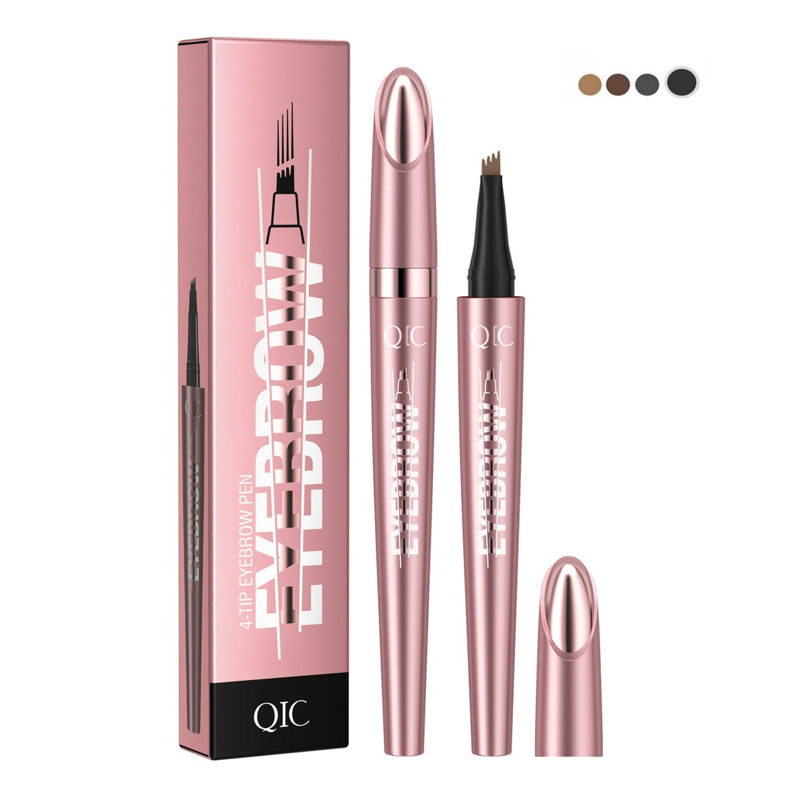 2024 Pink Appearance New 3D Microblading Eyebrow Tattoo Pencil 4 Fork Tip, Natural Makeup Fine Stroke,Smudgeproof Long Lasting Fine Sketch Microblading Eyebrow Pen-04#BLACK COLOR