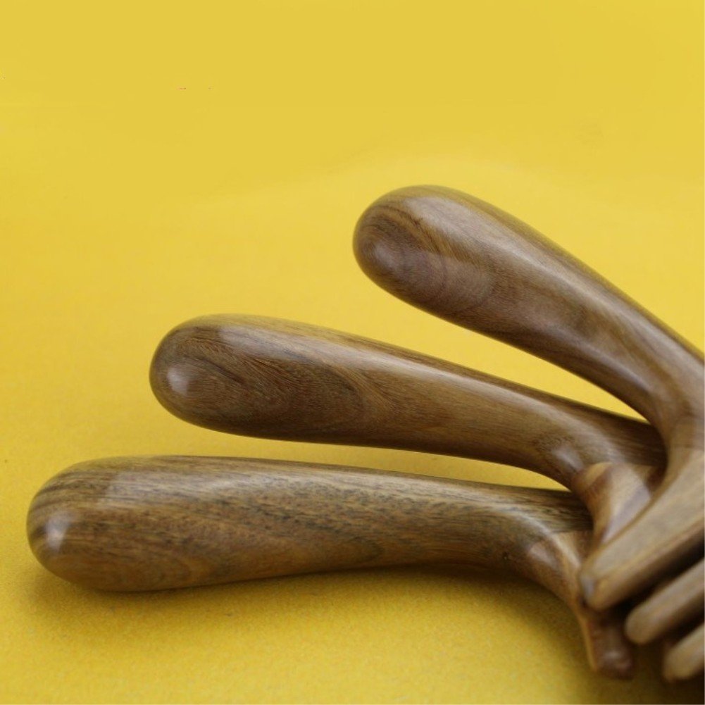 Aguder Sandalwood Wood Comb No Static Handmade Wide Tooth Comb and Fine Tooth Teasing Tail Comb Natural Buffalo Horn Teeth Comb Wooden Comb Set