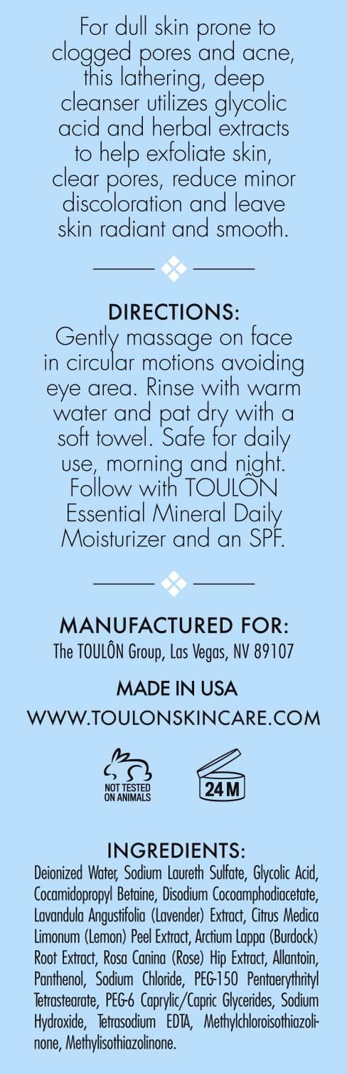 Touloon Glycolic Acid Facial Cleanser: Alpha Hydroxy Face Wash With Aha, Lactic Acid, Vitamin C & Rose Hip To Exfoliate Dry, Sensitive Skin, Reduce Acne & Brighten Age Spots For Men & Women