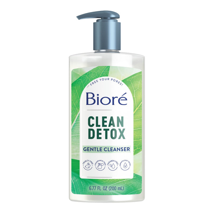 Biore Clean Detox Gentle Face Cleanser for Sensitve Skin, Daily Face Wash, Cleansing Detox, Fragrance and Paraben Free, 6.77 oz
