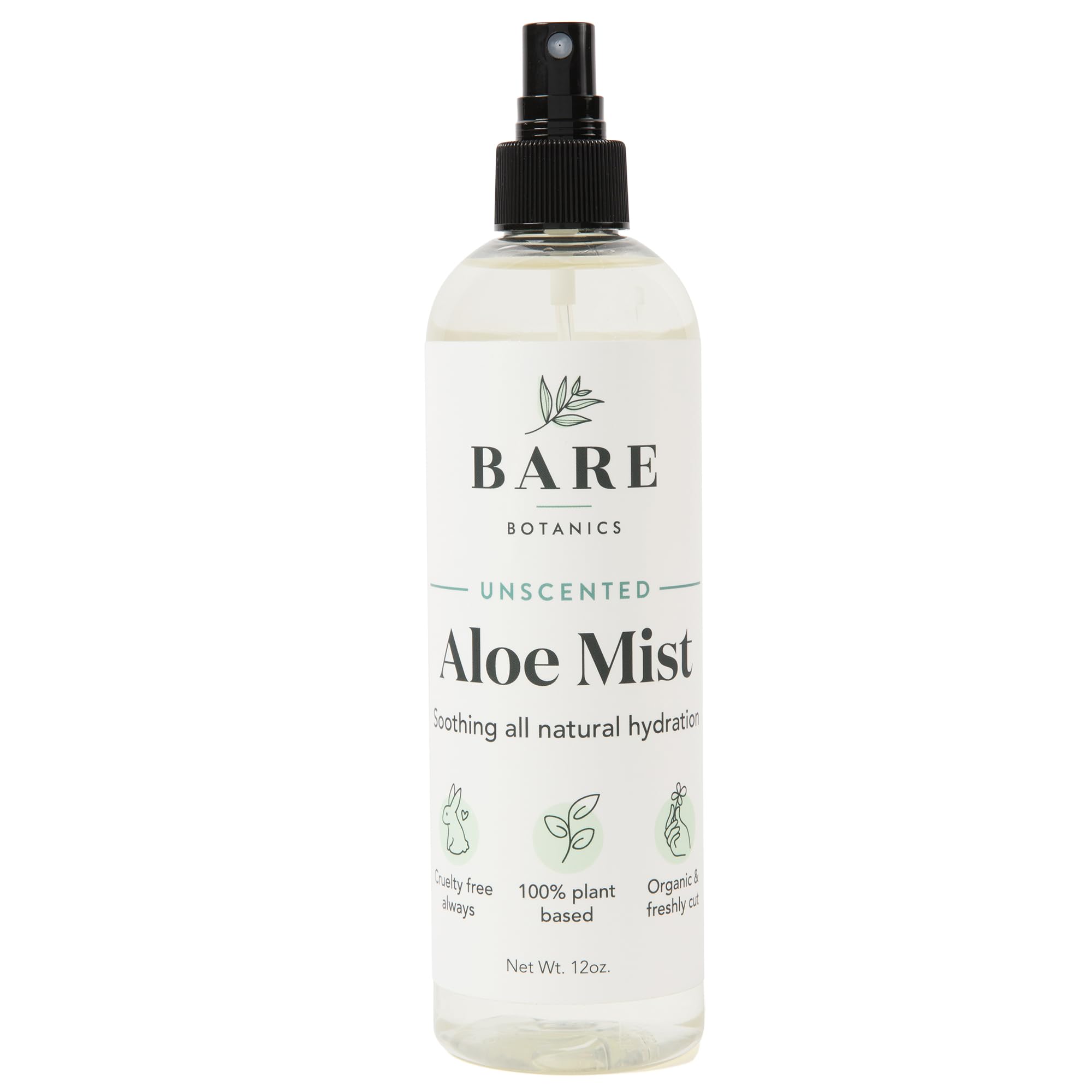 BARE BOTANICS Cooling Aloe Spray for Skin & Hair 12 oz (Large) - After Sun Spray & Aloe Hair Moisturizer - All Natural 99.7% Pure Unscented Aloe Vera Spray Made in Madison, WI