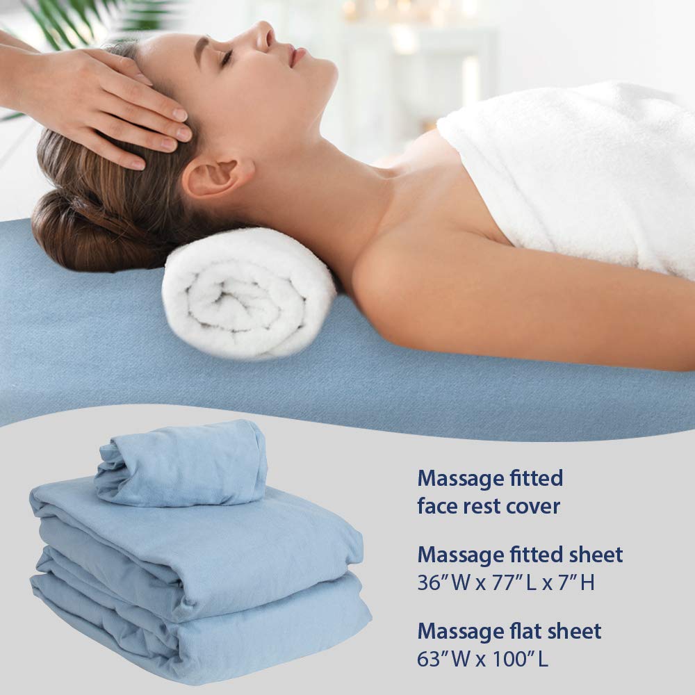 ForPro Premium Flannel 3-Piece Massage Sheet Set, Wisteria, for Massage Tables, Includes Massage Flat Sheet, Massage Fitted Sheet, and Massage Fitted Face Rest Cover