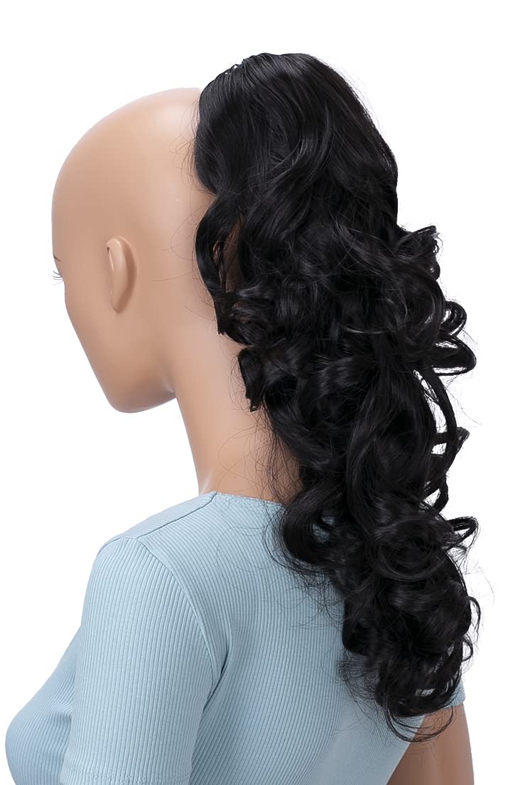 Prettyshop Hairpiece-Ponytail Black brown # 3 H211: PRETTYSHOP 20 Hair Piece Pony Tail Clip On Extension Voluminous Curly Heat-Resisting Black brown # 3 H211