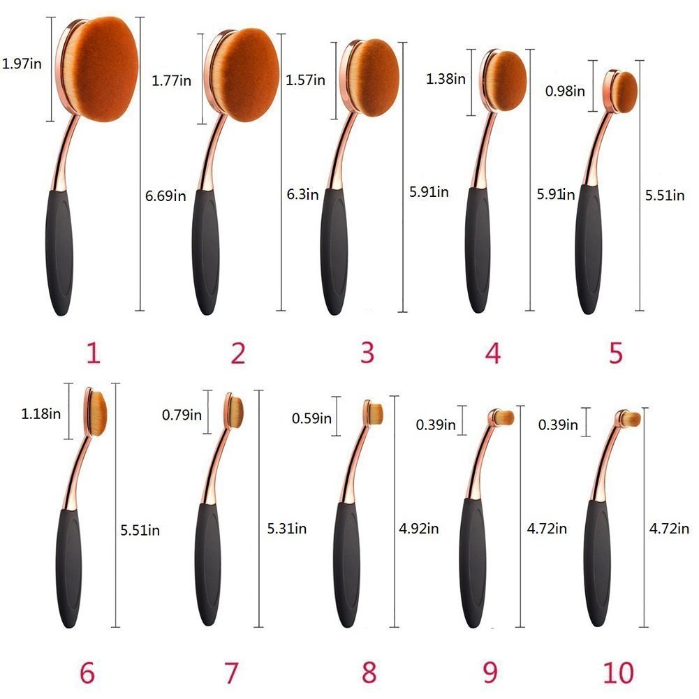 Yoseng Foundation Oval Makeup Concealer Powder Brush Set, Rose Golden
