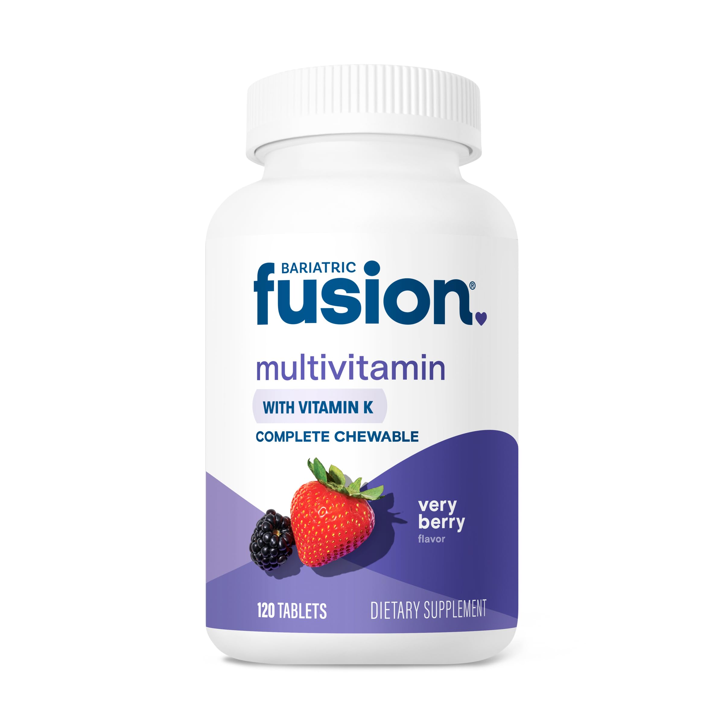 Bariatric Fusion Very Berry Complete Chewable Bariatric Multivitamin with Iron and Vitamin K for Bariatric Surgery Patients Including Gastric Bypass and Sleeve Gastrectomy - 120 Tablets