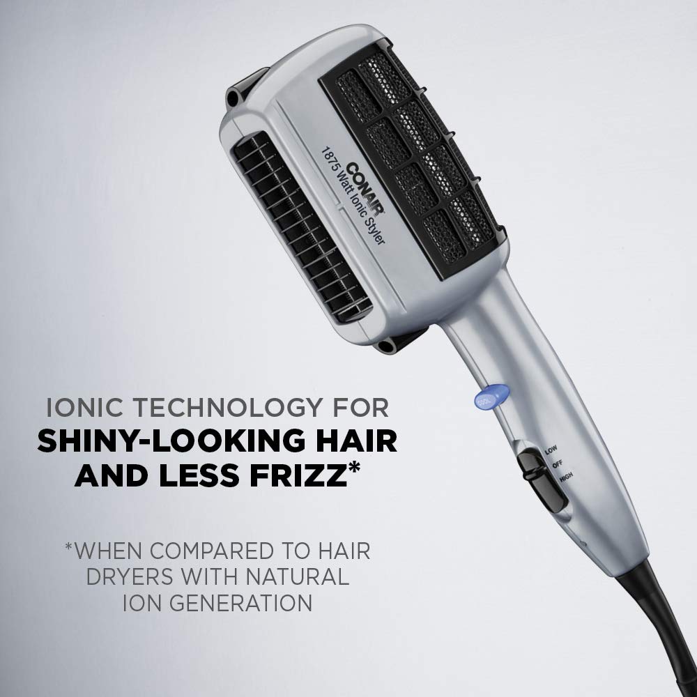 Conair 1875 Watt 3-in-1 Styling Hair Dryer with Ionic Technology, One Step Style and Dry, 3 Attachments to Detangle / Straighten / Volumize