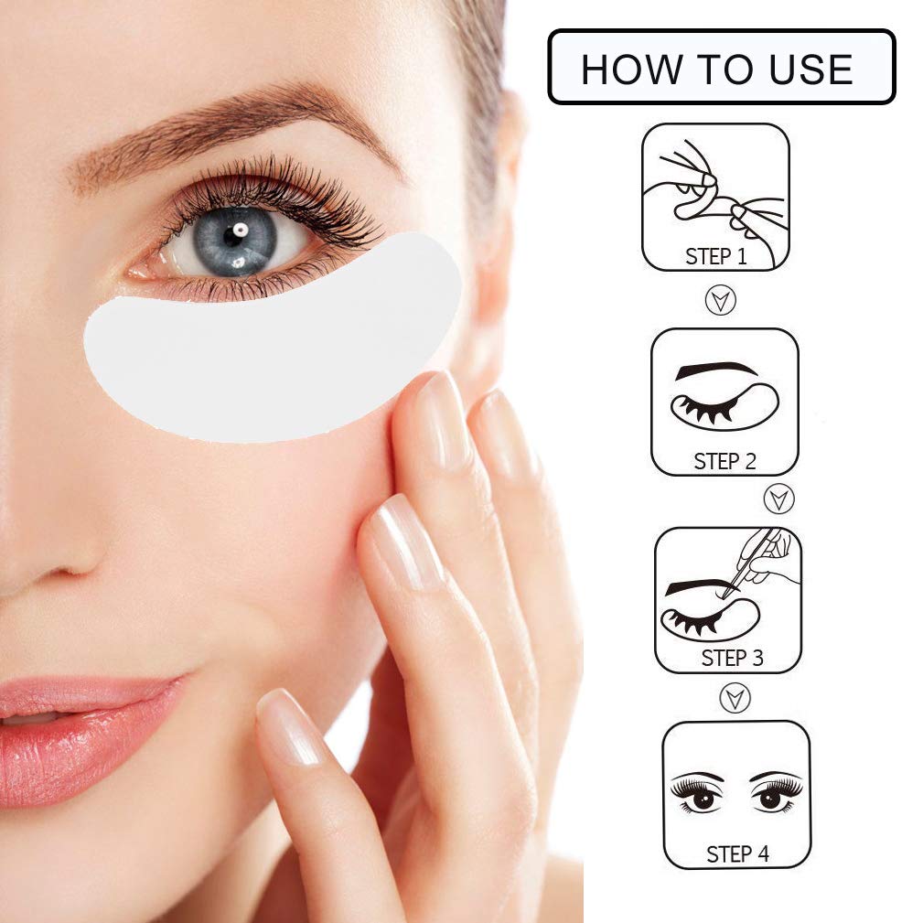 kovko Eyelash Extension Eye Pad, 100 Pairs Under Eye Pads, Lint Free Diy False Lash Extension Beauty Makeup Hydrogel Gel Eye Patches With Transparent Cosmetic Bag