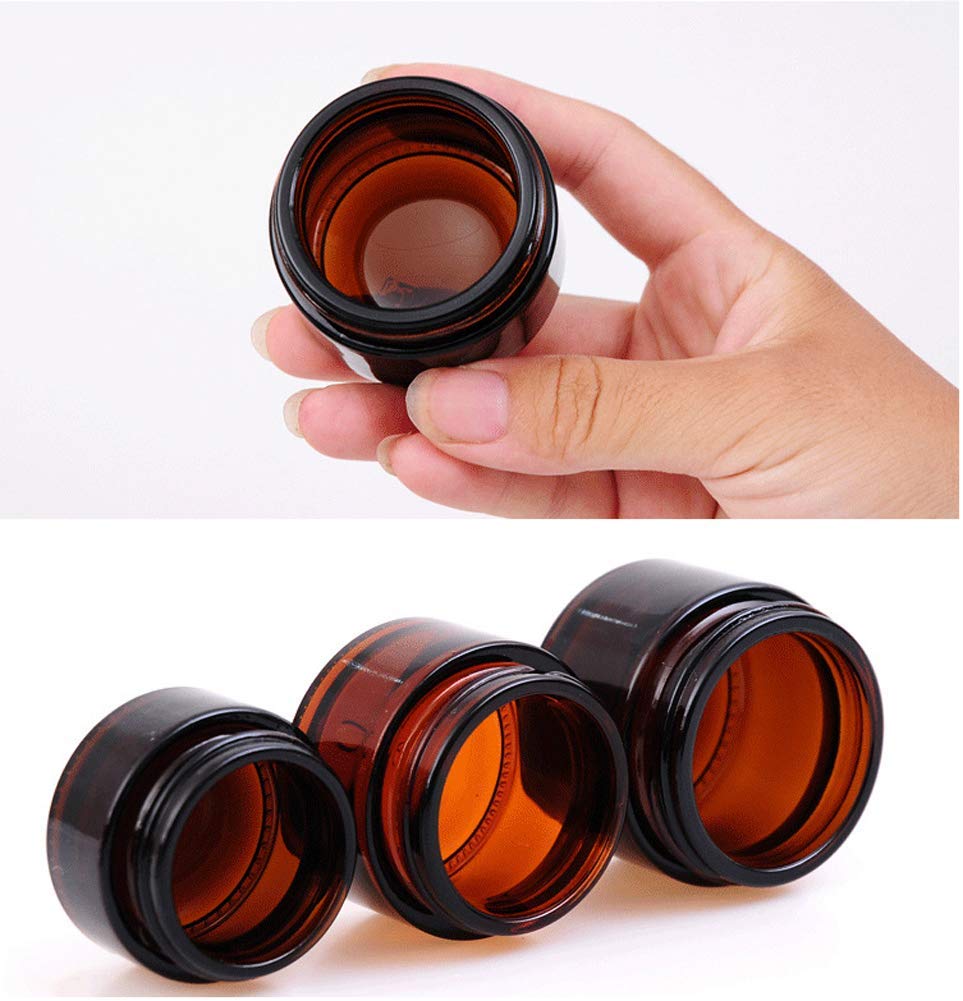 Ericotry 10Ml: 6Pcs 10Ml Amber Glass Jar Empty Refillable Cosmetic Face Cream Lip Balm Storage Jars Bottle Container Pot with Liners and Screw Black Lid for Make Up Essential Oils Lotion