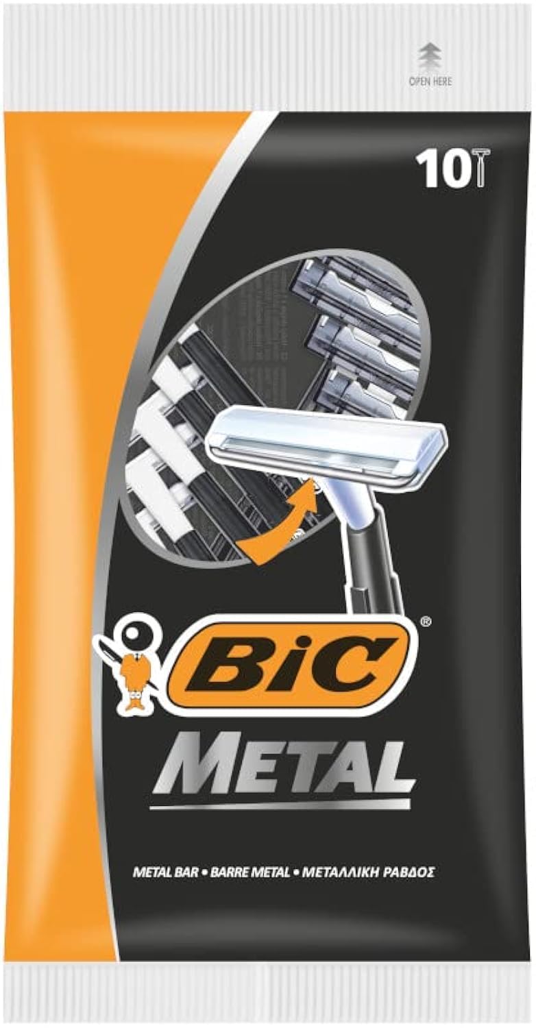 Bic Metal Quality Disposable Men's Shaving Razors, Best Single Blade, 10-Count