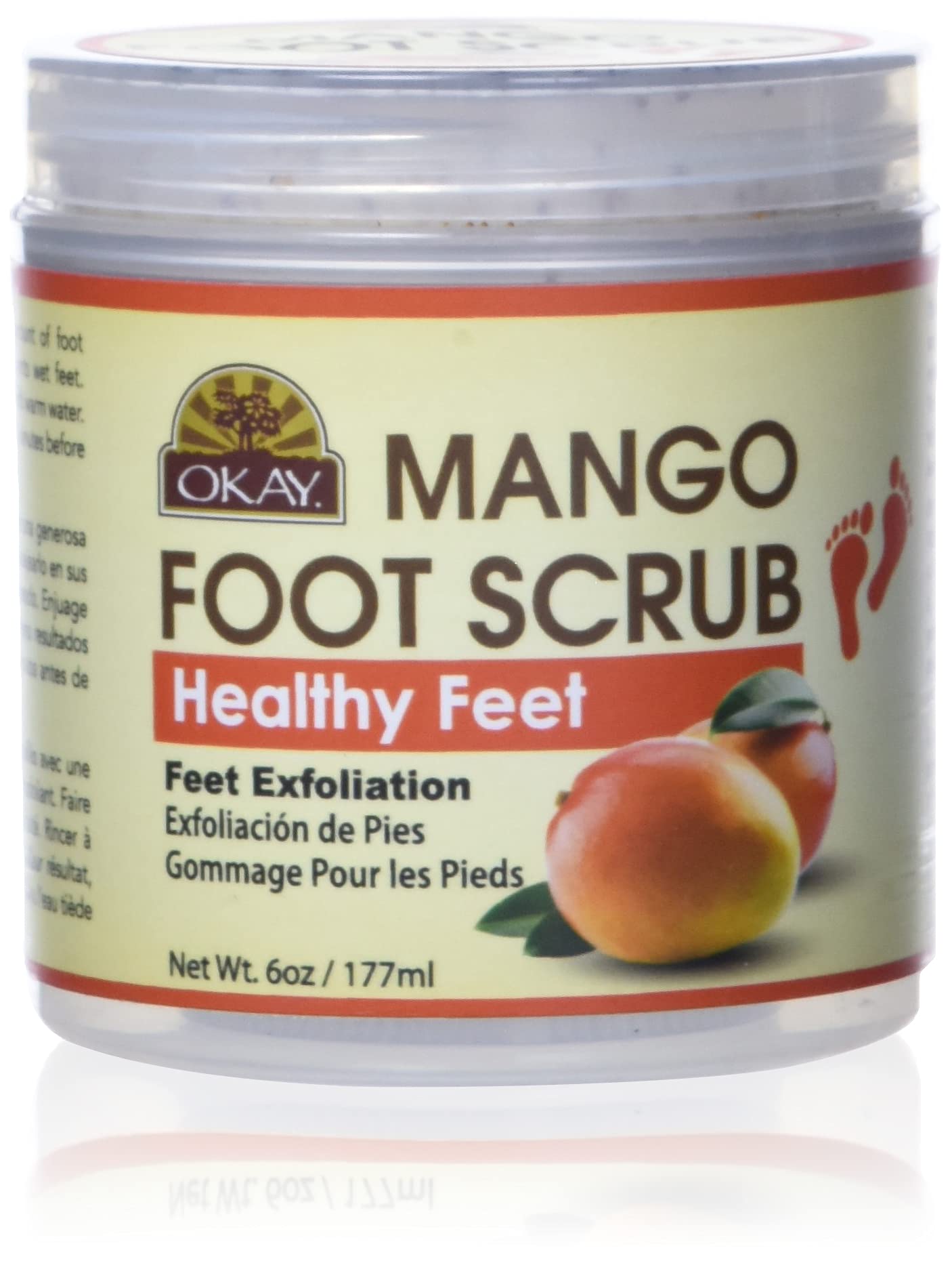 OKAY All Natural Mango Butter Foot Scrub, 6 Ounce