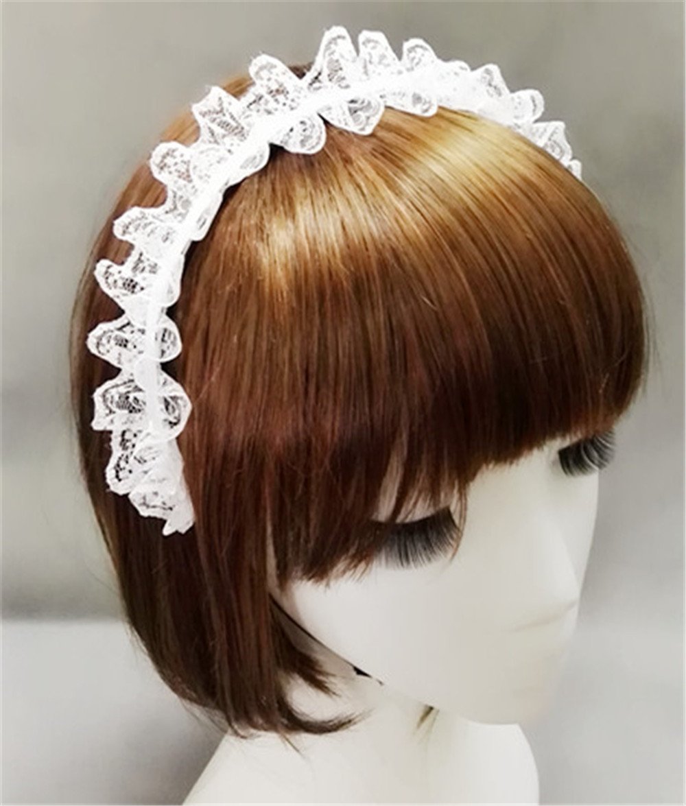 Handmade Hair Accessory Headband Gothic lolita cosplay maid black and white lace hair trim hair hoop