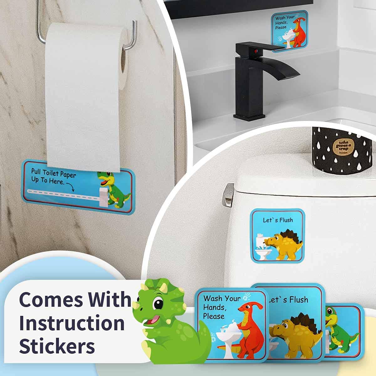 Potty Training Chart with 35 Stickers, 3 Reminder Stickers and Crown for Toddlers Boys and Girls - Potty Training Rewards for Kids - Dino