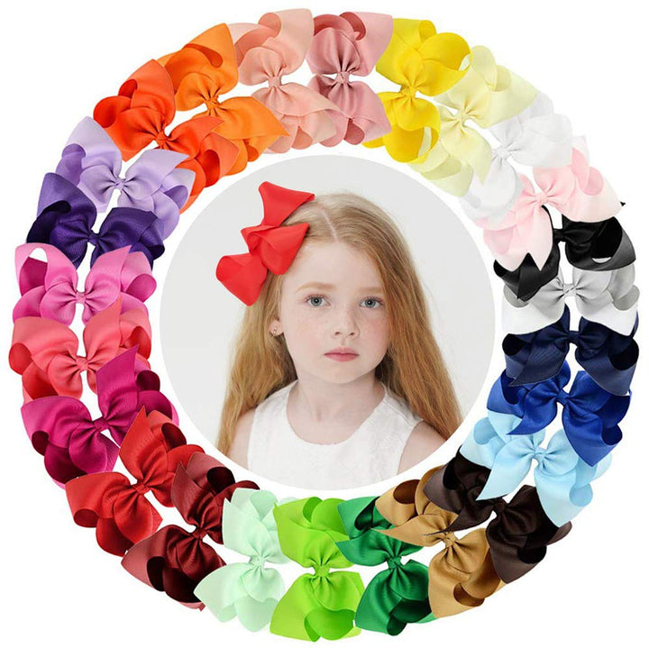 25PCS Big 6 Inch Hair Bows for Girls Grosgrain Ribbon Toddler Hair Accessories with Alligator Clips for Toddlers Baby Girls Kids Teens