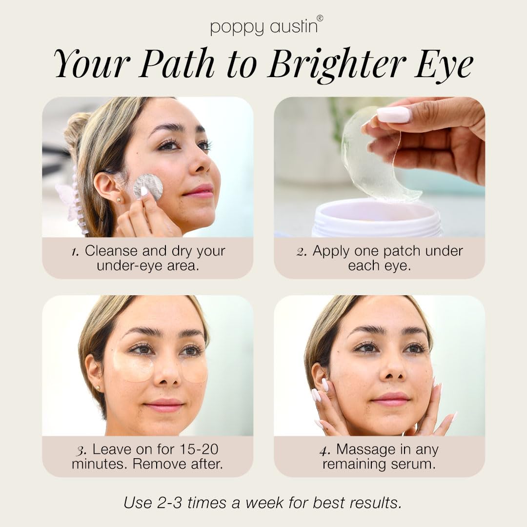 poppy austin Snail Mucin Eye Patches - Gold Under Eye Patches for Dark Circles, Puffy Eyes and Dark Circles - Hydrogel Eye Patch - Eye Masks for Dark Circles and Puffiness