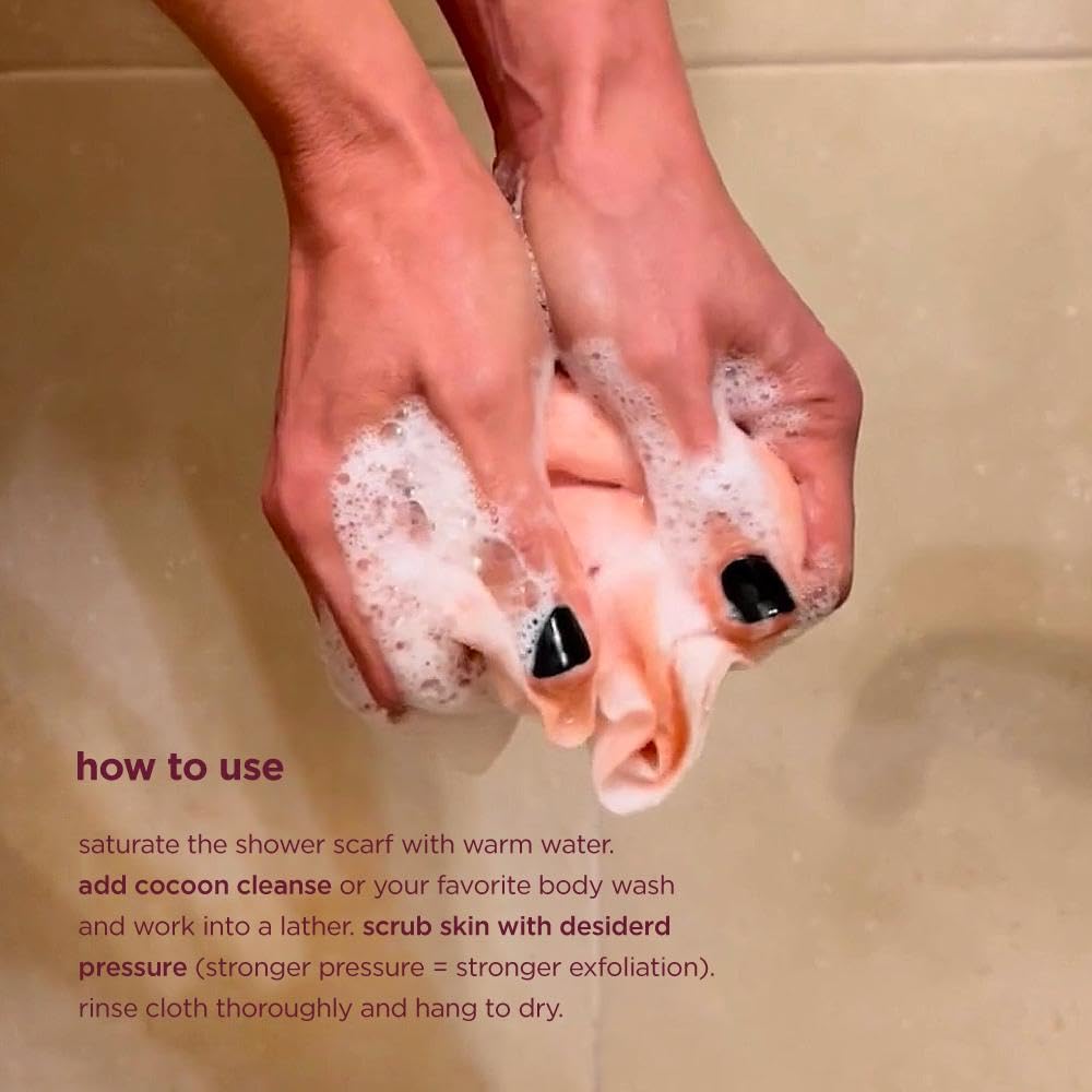 HANNI Extra-Long Shower Scarf, Japanese-Inspired Exfoliating Body Scrubber, Loofah-Like Wash Cloth for Dead Skin Removal