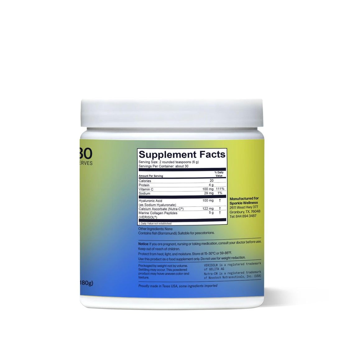 Sparkle Wellness Marine Skin Boost Plus (No Flavor) [30-Serves] | Collagen Powder Supplement with Marine-derived VERISOL Bioactive Hydrolyzed Collagen Peptides, Vitamin C & Hyaluronic Acid