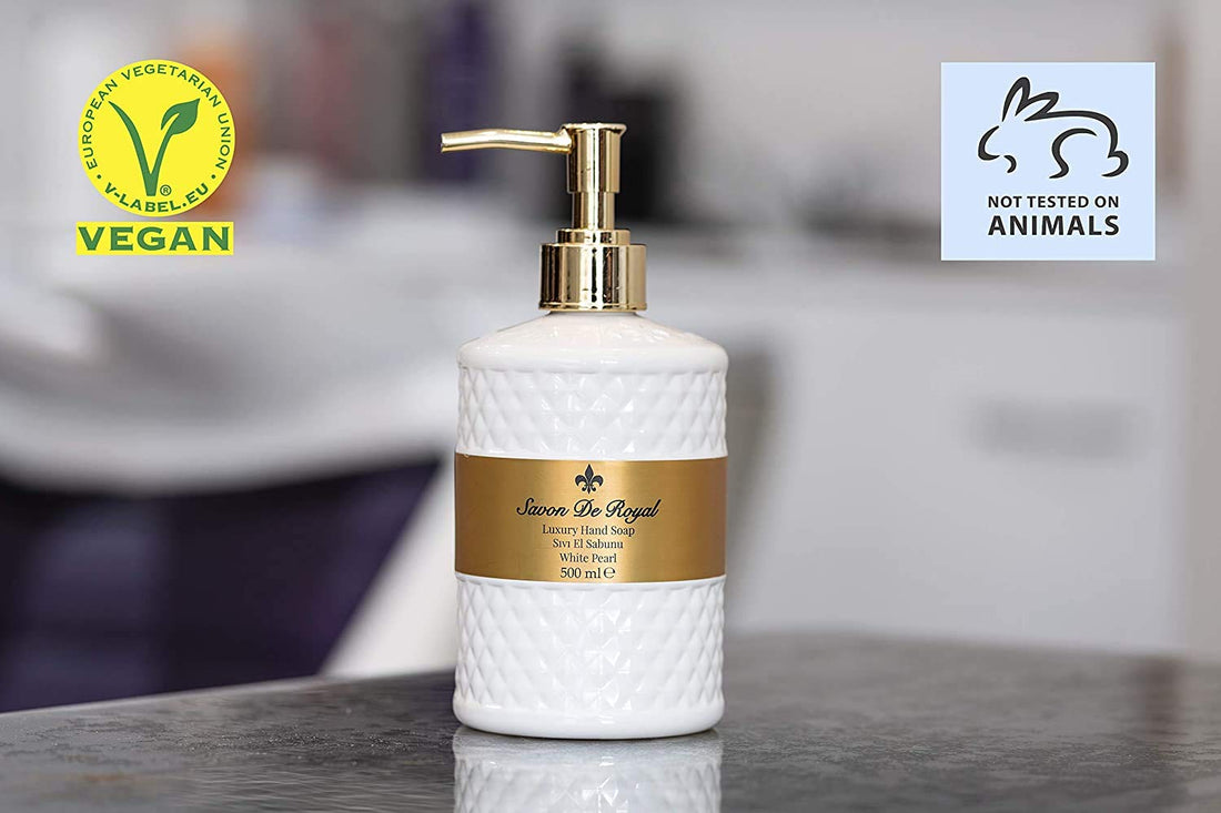 Savon De Royal White Pearl Liquid Hand Soap - Liquid Hand Wash, Multipurpose Liquid Soap in Pump Dispenser, Lily Flower Scent, 16.9 fl oz