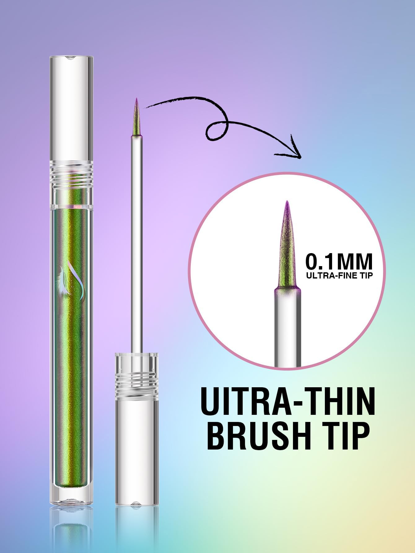 Easilydays Chameleon Liquid Glitter Thin Eyeliner, Highly Pigmented Intense Color Metallic Satin Multi-Reflective Finish Eye Liner Pencil, Waterproof Long-lasting Shimmer Eye Shadow Makeup Pen (01)