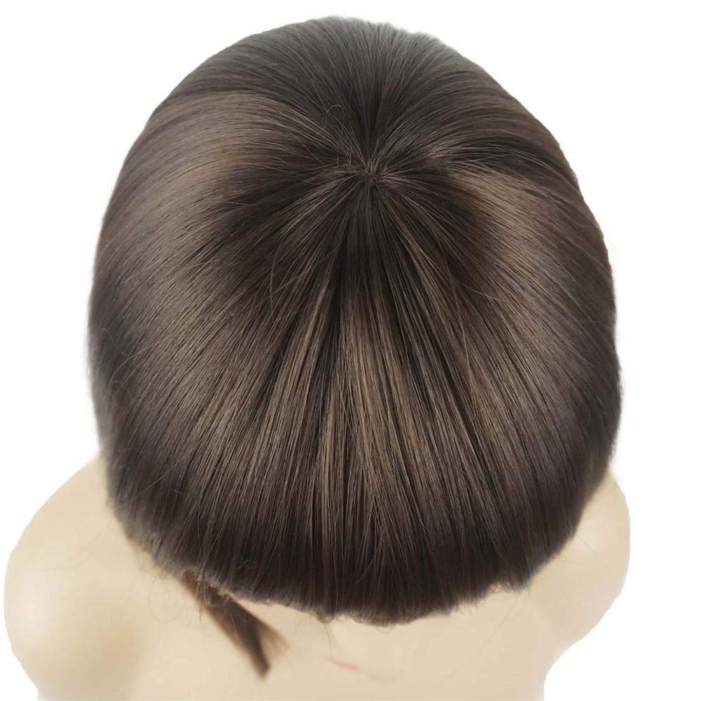 #6-Chestnut Brown: Aimole Short Straight Bob Wig Cute Flat Bangs Synthetic Full Women Wigs(6-Chestnut Brown)