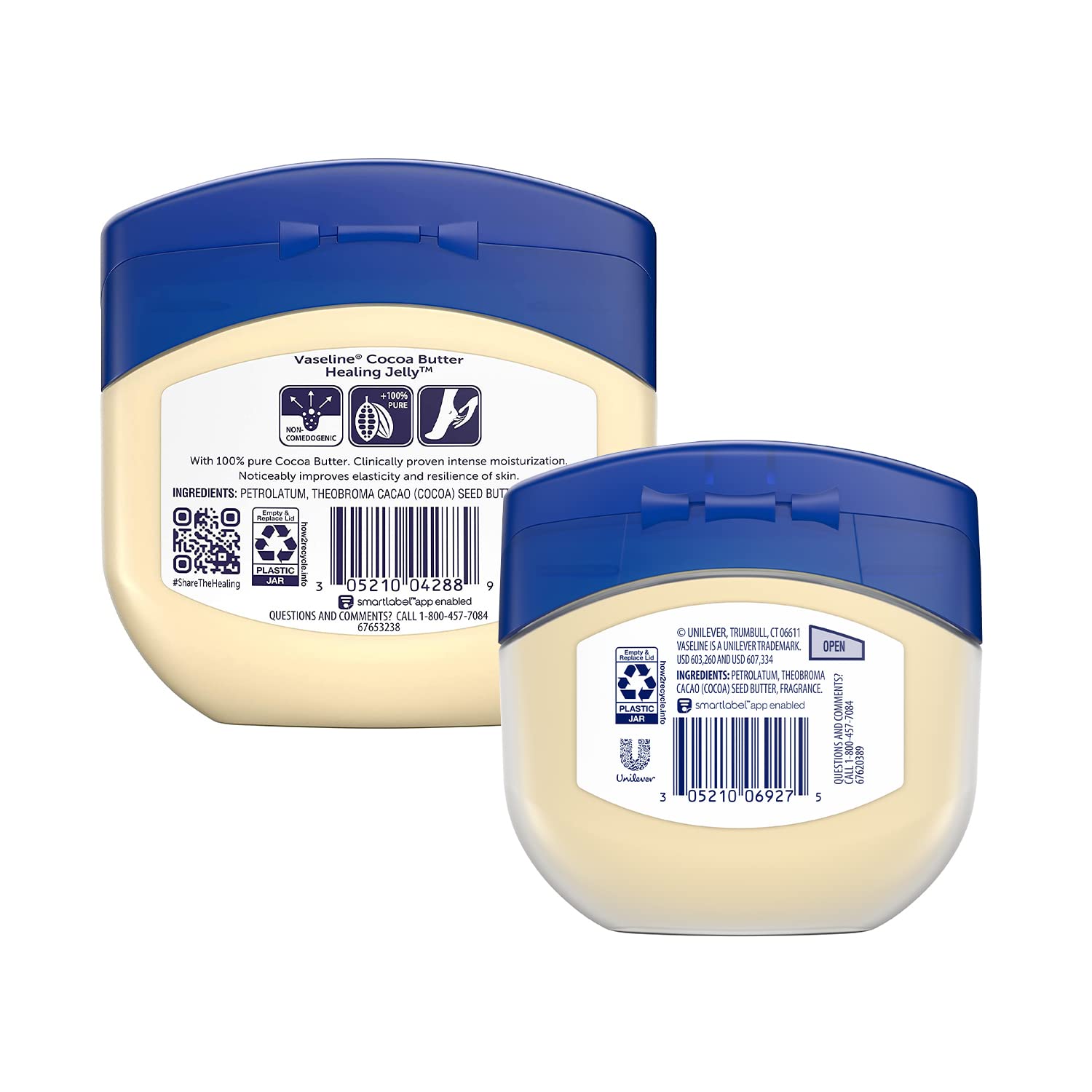 Vaseline Cocoa Butter Healing Jelly, 2-Size Variety Bundle – #1 Dermatologist-Recommended Skin Protectant, Healing Ointment for Sensitive and Dry Skin