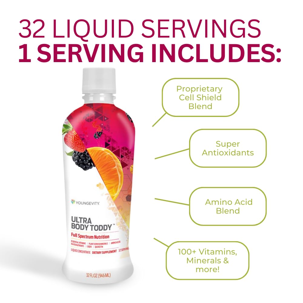 Youngevity Ultra Body Toddy - 100+ Nutrient Mega Multi-Vitamin Mineral Supplement for Men and Women - Enhanced Absorption - Phytonutrients - Amino Acids - (32 Fl Oz)