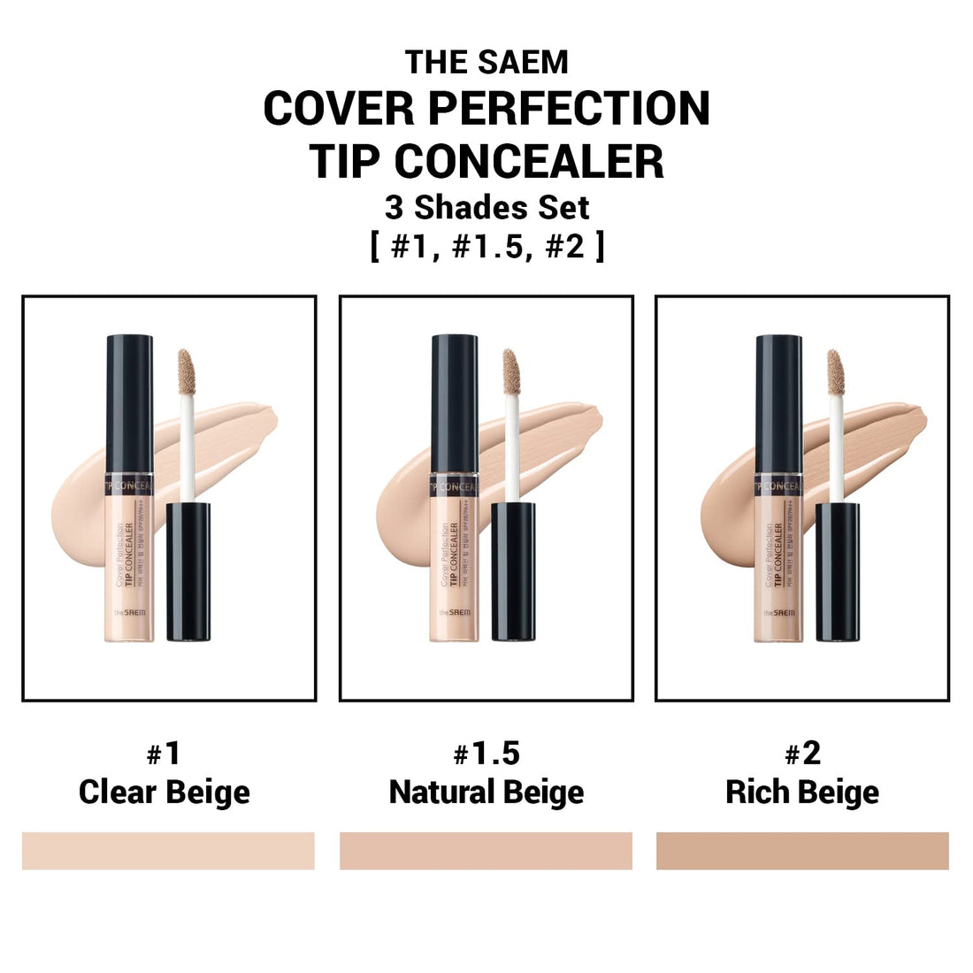 [the SAEM] Cover Perfection Tip Concealer SPF28 PA++ 6.5g - 3 Colors Set