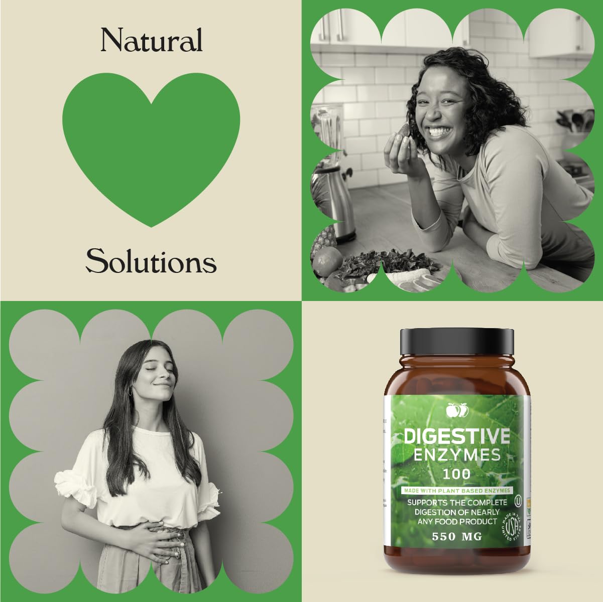 Digestive Enzymes Supplements, Natural Plant Based Superfood - 100 Capsules 600mg Probiotics Amylase Bromelain Lipase