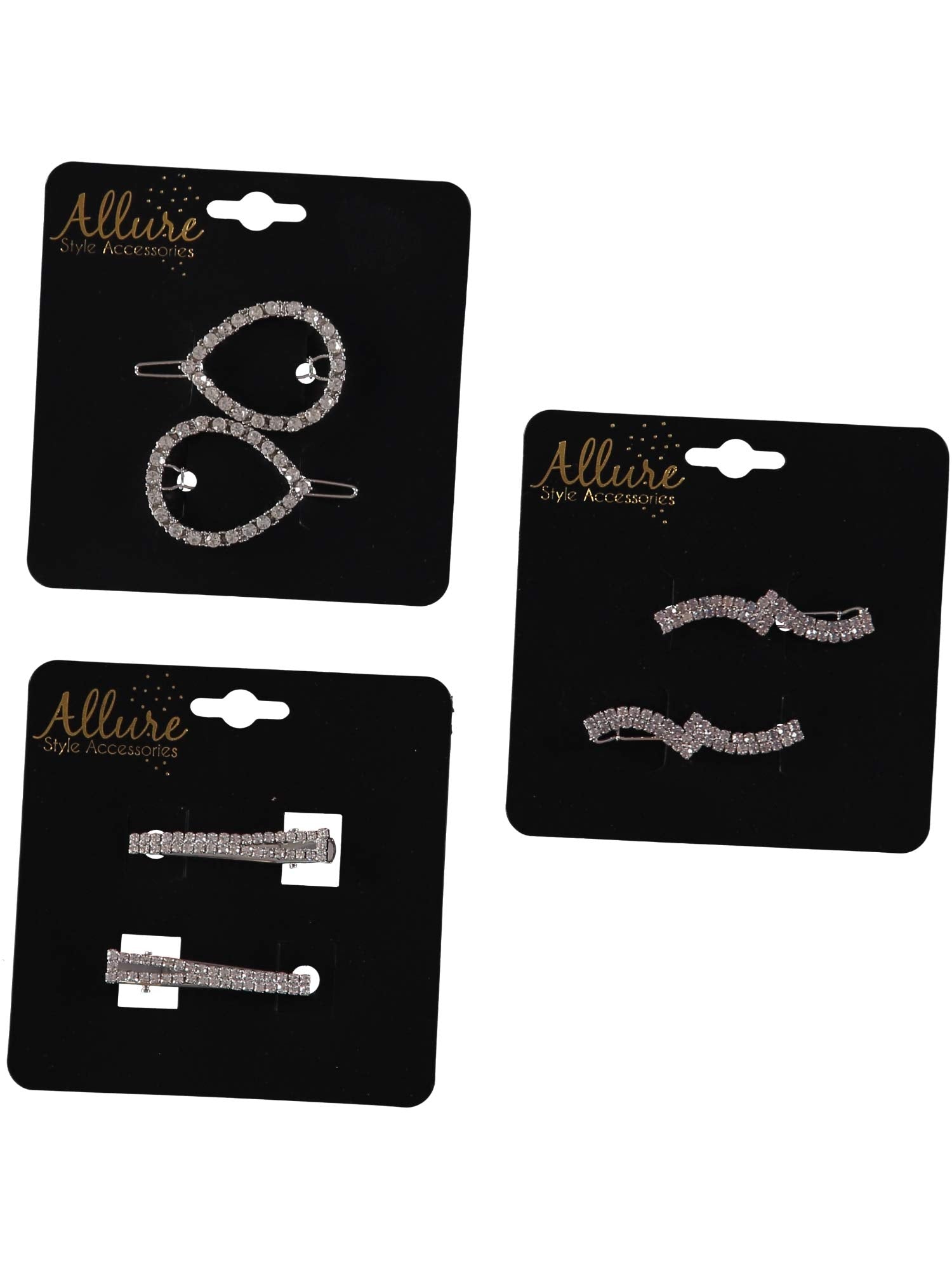 Allure Rhinestone Hair Salon Clips, 3-Pack