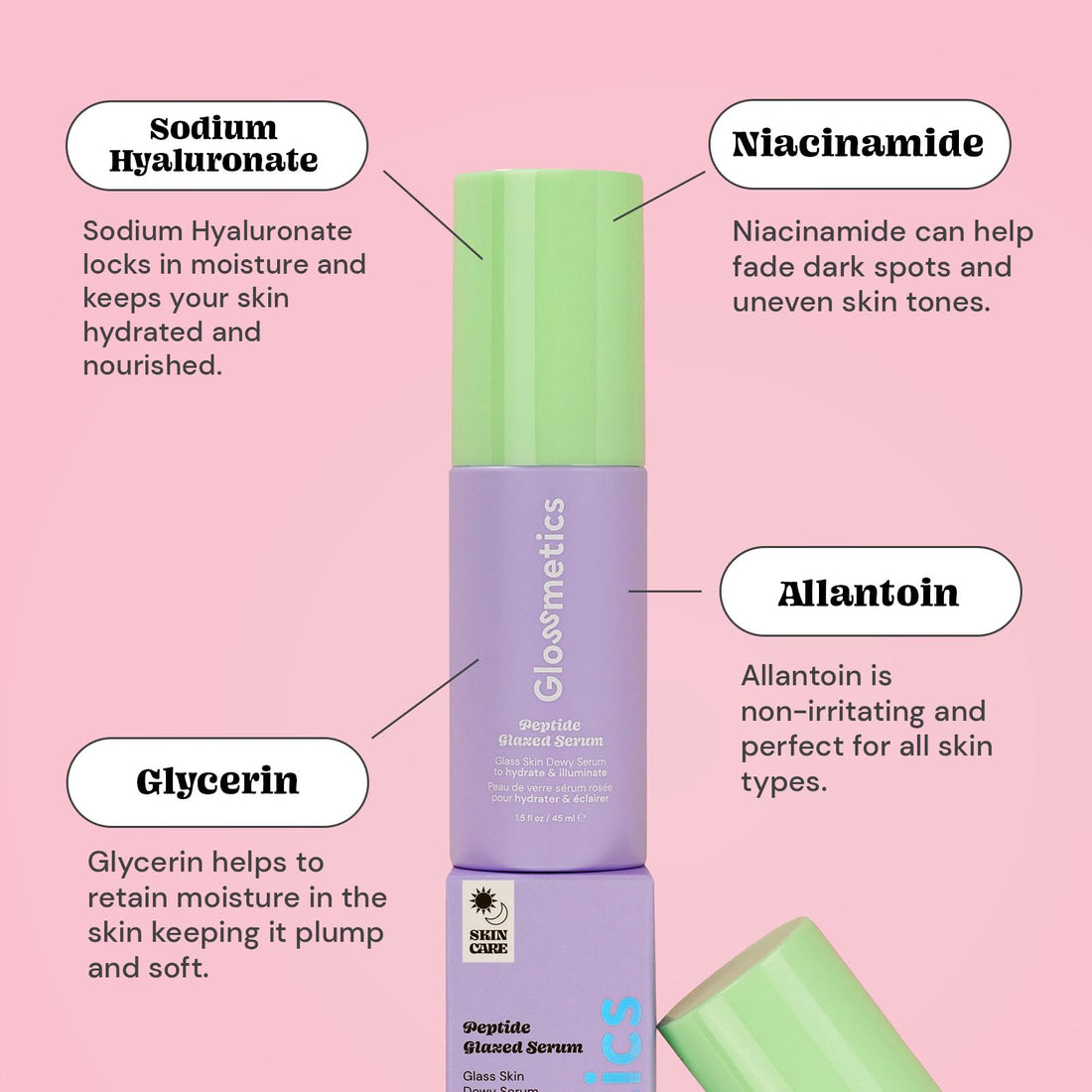 Glossmetics Peptide Glazed Face Serum For Women - Hydrating, Pore Tightening, Illuminating 5% Niacinamide Serum for Face with Hyaluronic Acid Serums For Skin Care