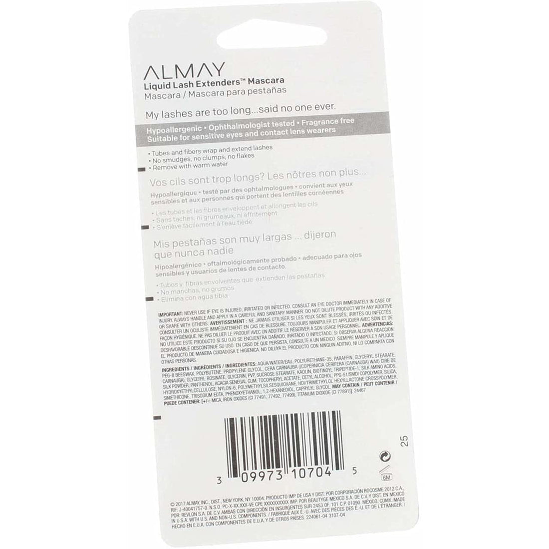 Almay Liquid Lash Extenders Mascara, Blue Black, 1.1 Fluid Ounce