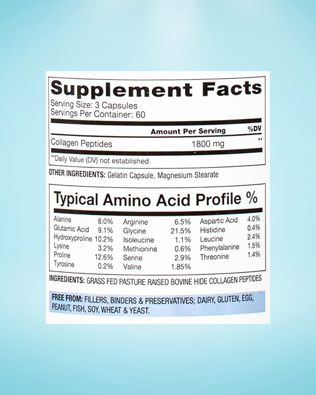 BioOptimal Collagen Peptides Capsules - Grass-Fed, Pasture-Raised Hydrolyzed Protein Supplement for Skin, Hair, & Nails - Non-GMO, Zero Sugar Daily Pills for Men & Women (180 Capsules)