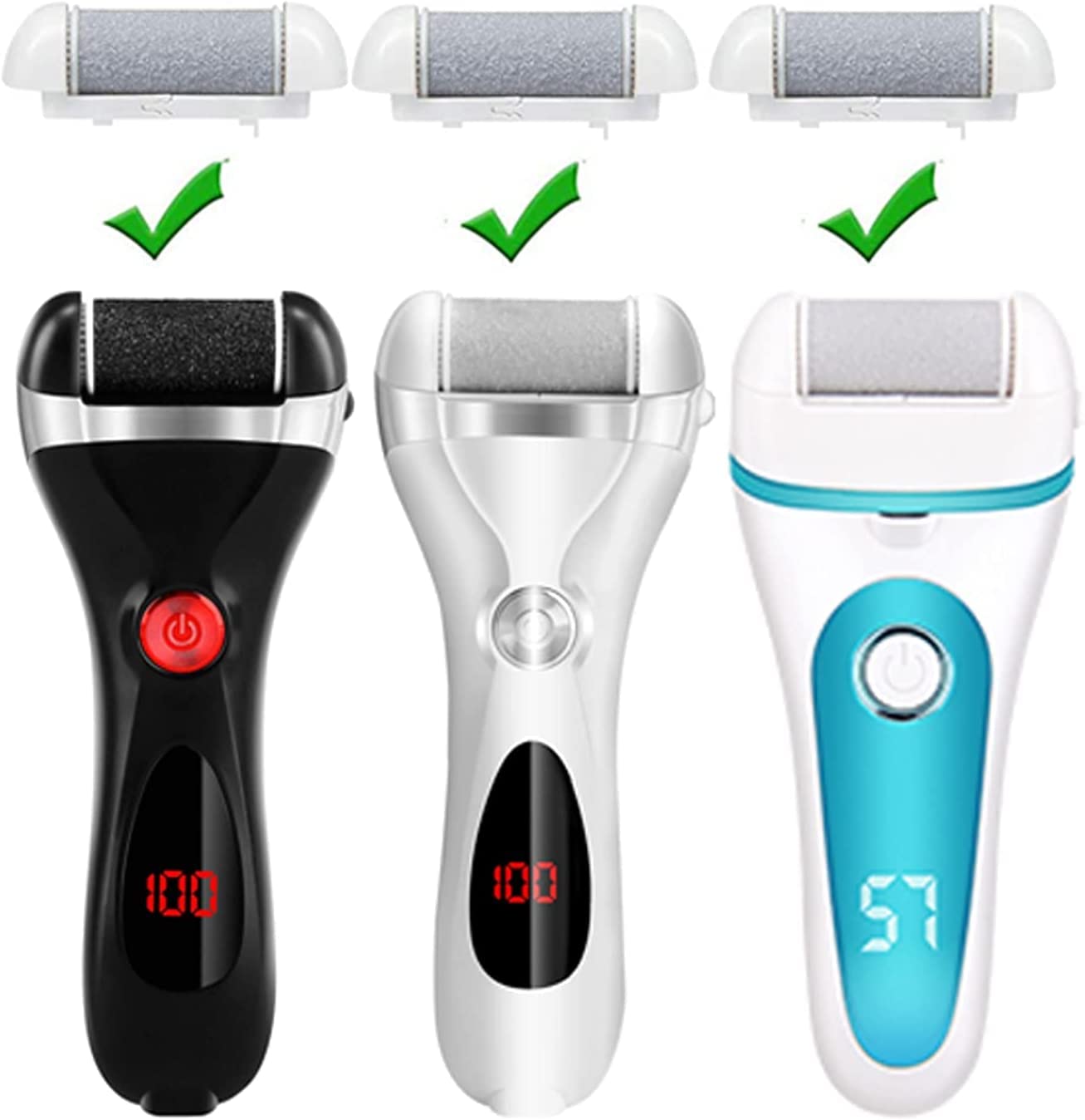 3 Different Replacement Roller Head for Model IW-9043 Electric Callus Remover, Foot File Pedicure Tools for Feet Callus Shaver Pedicure kit for Cracked Heels and Dead Skin